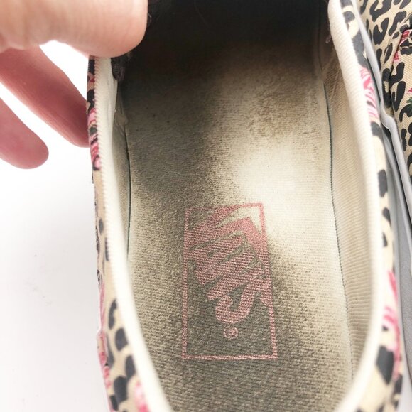 VANS Asher Palm Leopard Print Floral Slip On Sneakers Womens 8.5 - Picture 9 of 11